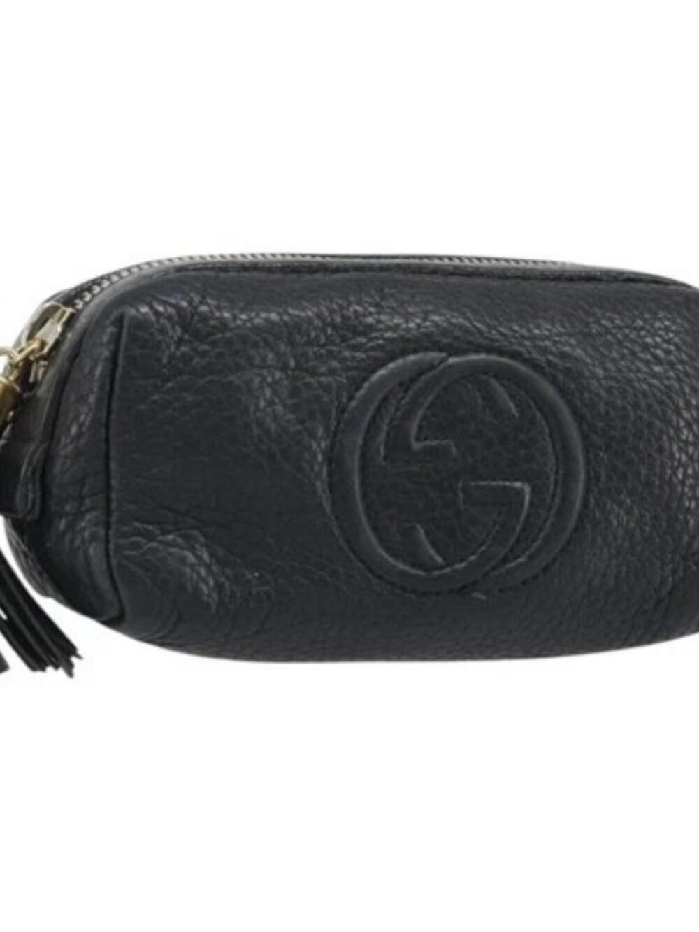GUCCI Soho GG Pouch Leather Black Gold 308634 Auth mr2614